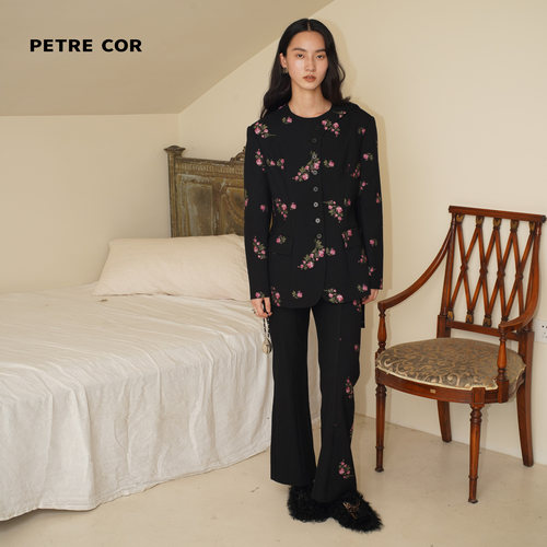 PETRECOR喇叭裤破缝拼接羊毛