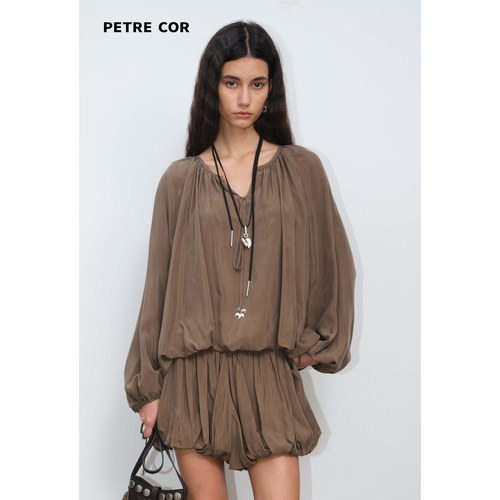 PETRECOR官方店抽绳花苞衬衣