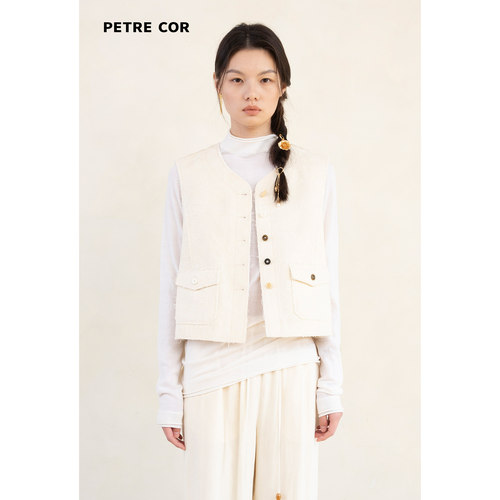 PETRECOR官方店提花V领薄马甲