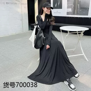 莫代尔拖地长裙大摆高级气质高级
