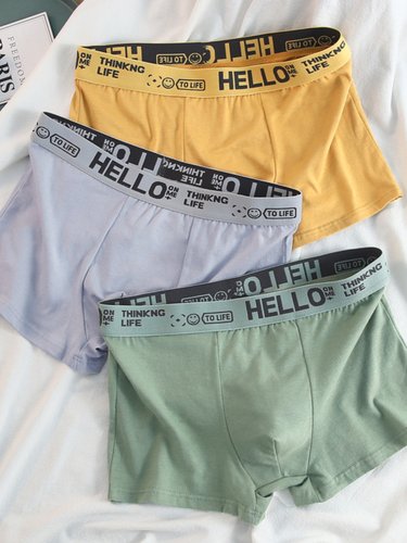 男士内裤抗菌男生hello可爱夏季新款四角裤透气青少年潮流平角裤