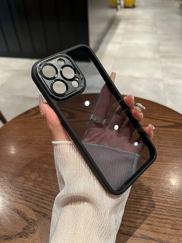 金属镜框】iphone15/15pro手机壳全包加厚防摔适用苹果14proMax新款透明13简约15plus高级12保护套男女高级感