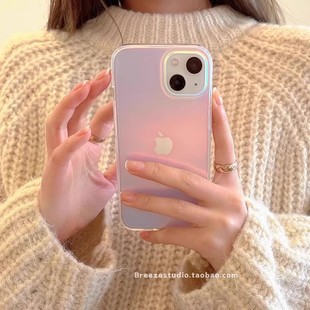 个性极光镭射适用iPhone14ProMAX苹果13pm手机壳11简约x新款xr女12小众15promax潮15全包14防摔15Pro高级感