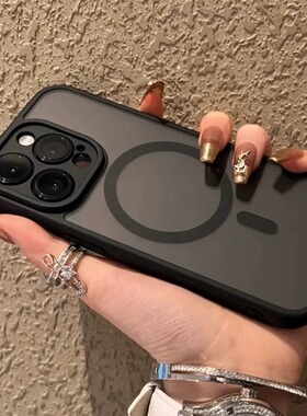 自带镜头膜肤感磨砂磁吸无线充电适用iphone16promax手机壳苹果14/15proMax简约高级13新款全包12保护套男女