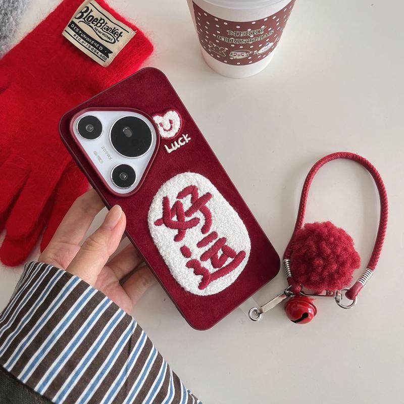 华为mate60pro+手机壳新年绒布