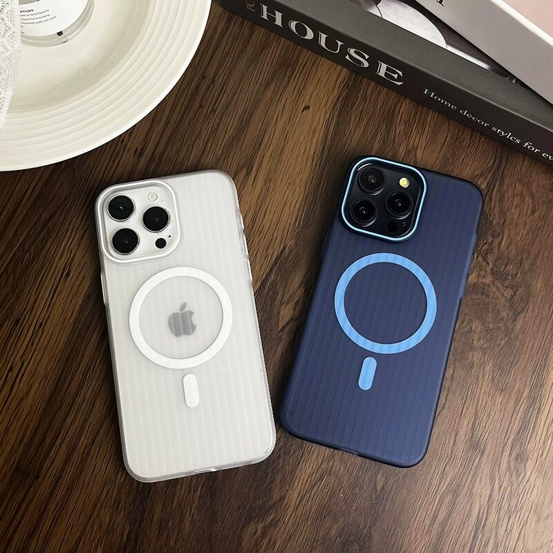 适用苹果iphone15/14/13/12promax手机壳新款magsafe磁吸14Pro超薄Max磨砂11半透明瓦楞全包防摔高级硬保护套