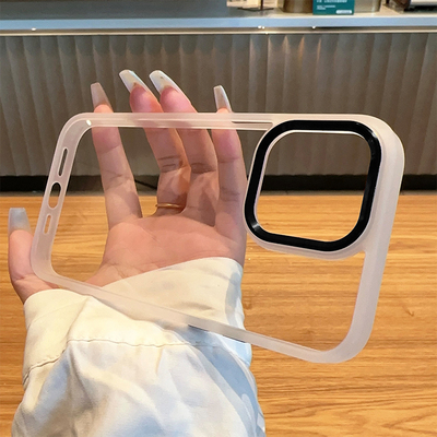 苹果15亚克力简约透明金属镜头