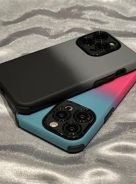 灰黑色渐变四角防摔适用苹果15/16pro手机壳13肤感磨砂iphone14promax二合一13pro个性12保护套15pro高级感11