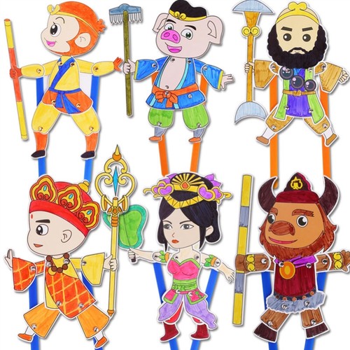 幼儿园皮影人偶手工diy西游三国