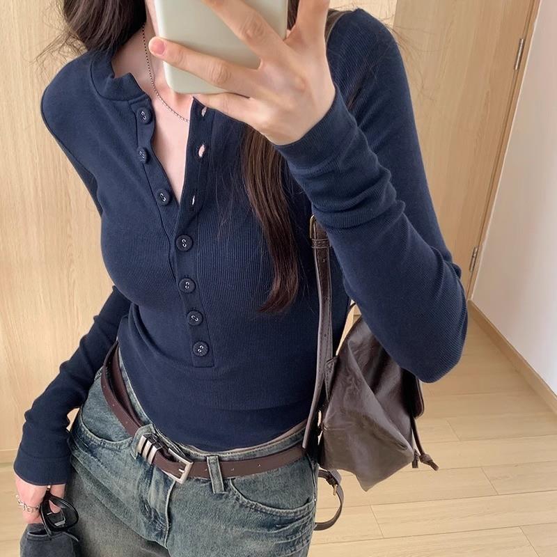 0726#2*2人棉260G长袖t恤春秋薄款潮修身纯色打底衫圆领韩版女装