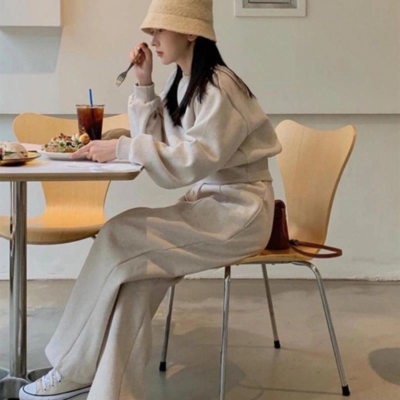 2025新款设计休闲运动套装女春秋新款时尚洋气卫衣阔腿裤两件套潮