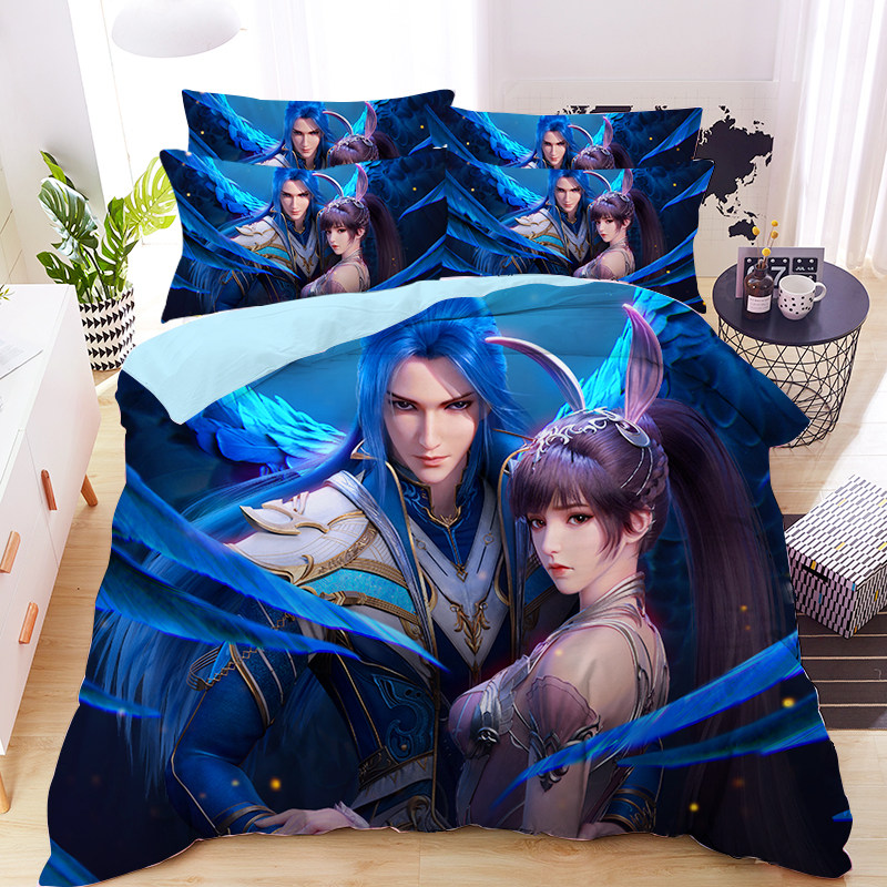 国漫斗罗大陆床单被套三四件套被单唐三小舞周边儿童男孩单人床品