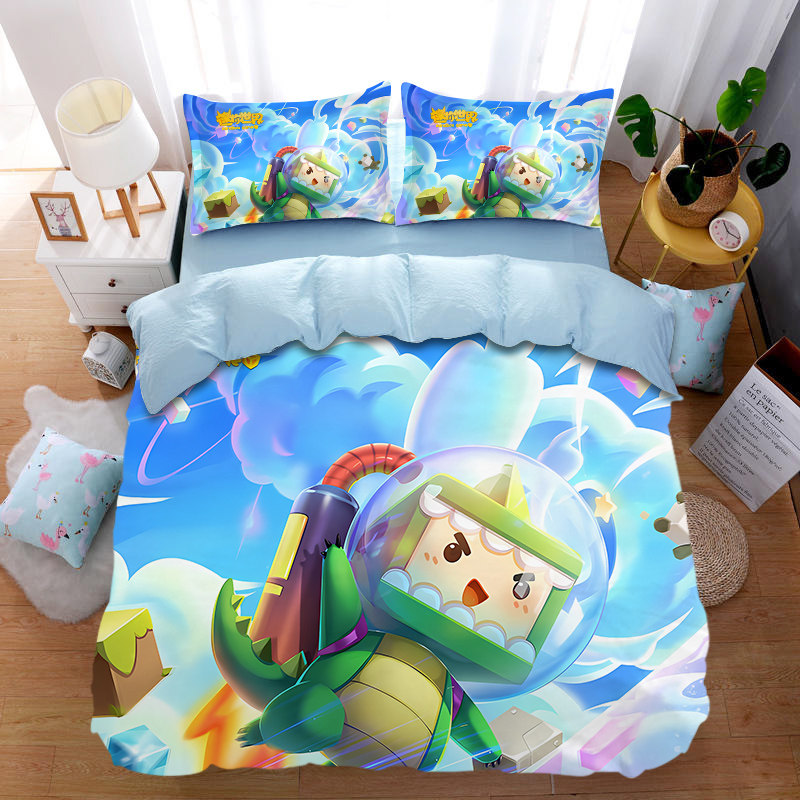 卡通3D游戏迷你世界四件套纯棉被套儿童男孩宿舍全棉被单三件套