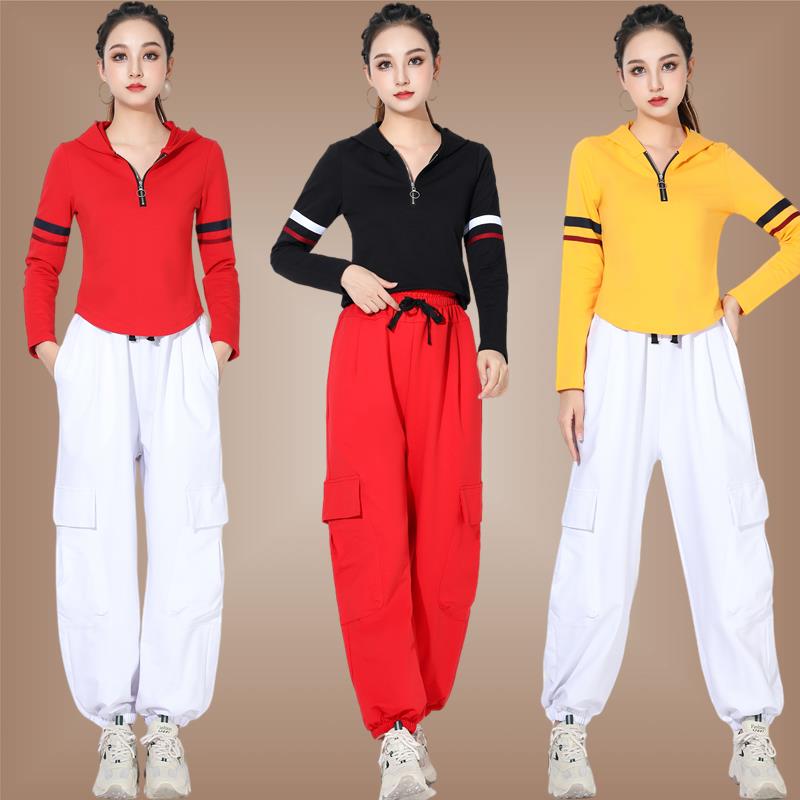 2024春季新款广场舞健身舞蹈服装连帽卫衣时尚鬼步舞跳舞运动套装