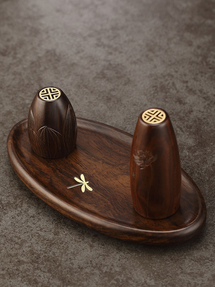 金之达乌木镶铜壶架实心盖套家用壶盖架紫砂茶壶架功夫茶具配件