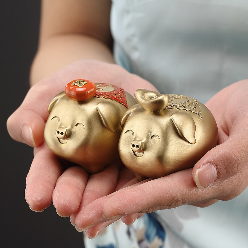 纯黄铜茶宠摆件精品可养招财可爱小猪迷你茶玩茶具创意茶道摆件,餐饮具,茶宠摆件,淘宝优惠券,粉丝福利购,淘宝优惠卷