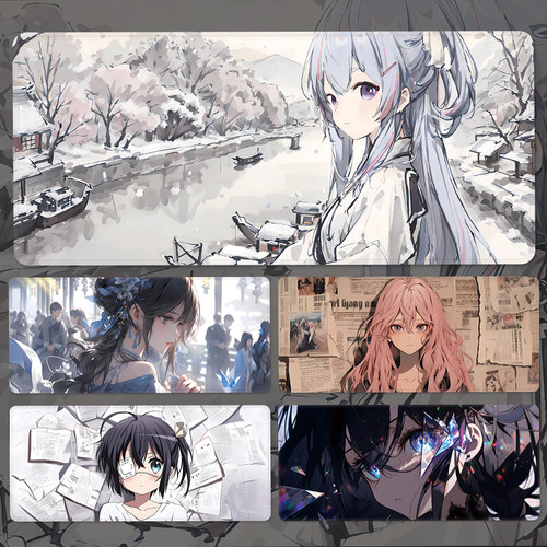 动漫鼠标垫超大男生二次元电竞游戏锁边定制电脑键盘垫子学生桌垫