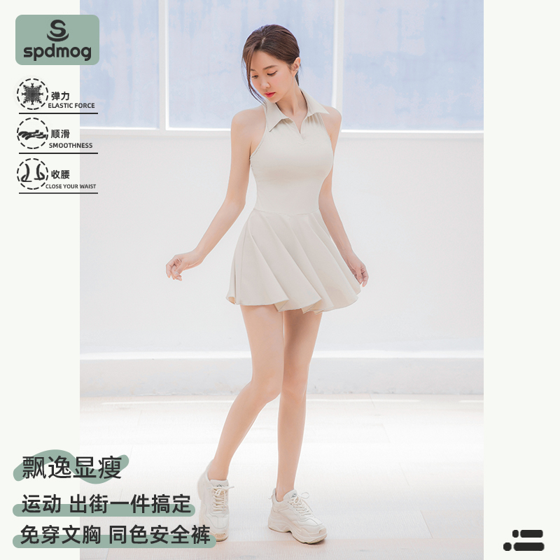 运动连衣裙女2025新款户外休闲跑步打羽毛球网球polo领健身瑜伽服