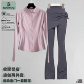 跑步运动套装 秋冬户外骑行羽毛球锻炼专业健身瑜伽服 女晨跑服时尚