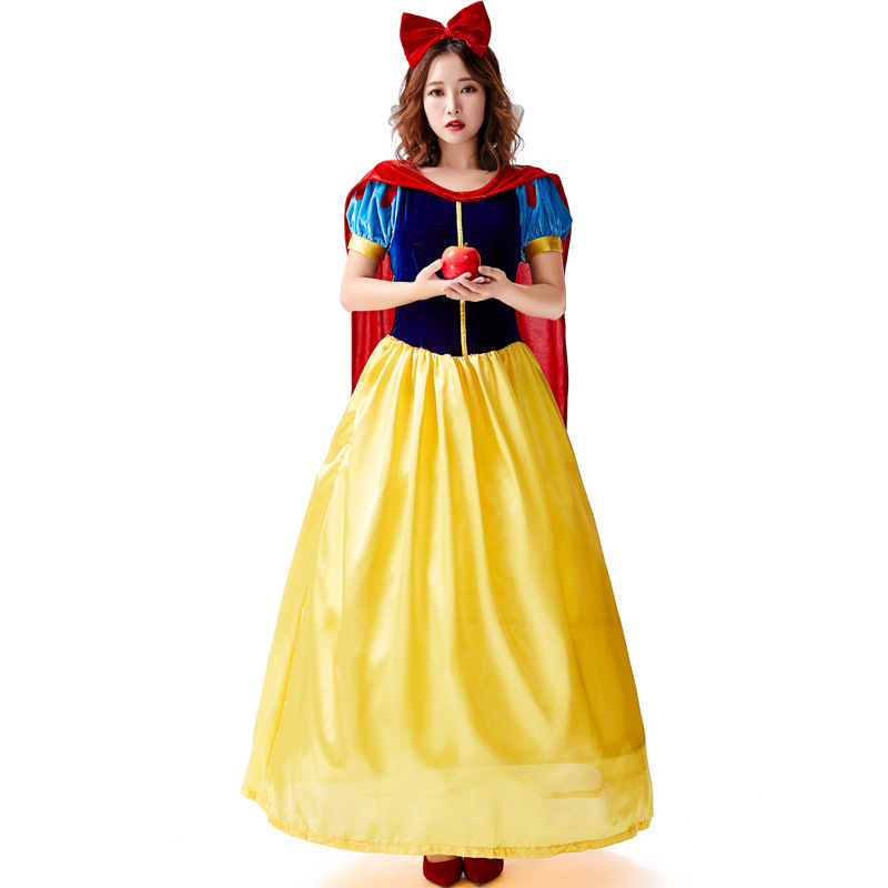 万圣节成人女款白雪公主cosplay连衣裙胖mm大码皇后披风长裙套装