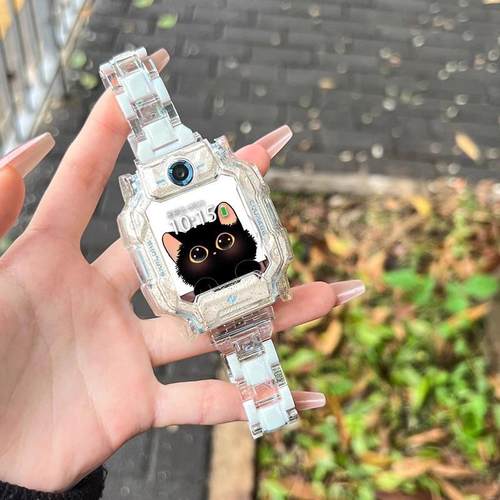 适用小天才儿童电话手表表带z9少年z8a/z7s/z6pro闪粉保护壳套q1a