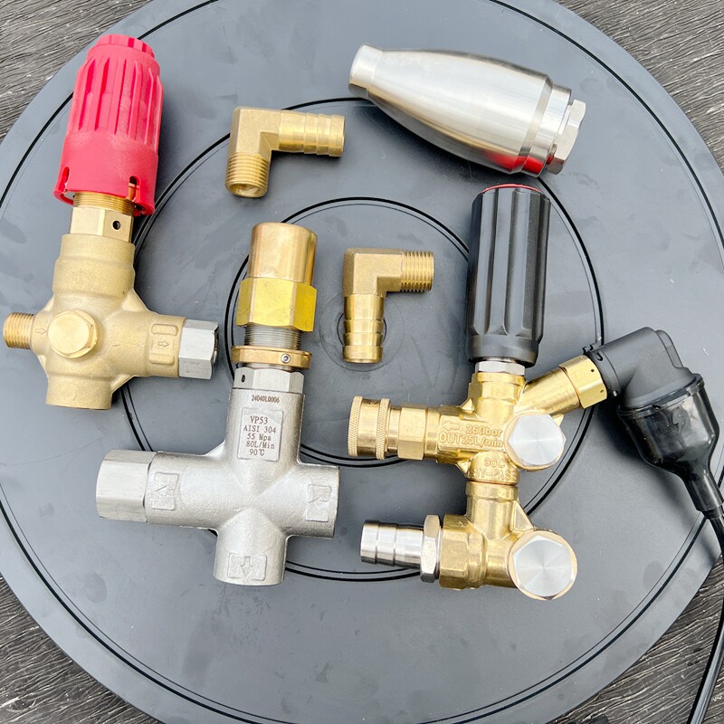 高压水枪调压阀500公斤水泵配件全铜清洗机350压力阀7.5KW配件