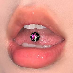 Raccon浣熊 炫光星星 钛钢舌钉爆闪外螺纹小众辣妹个性穿孔饰品