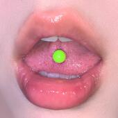 Raccon浣熊 小绿 舌钉钛钢荧光绿夜光透绿外螺纹小众舌钉穿刺饰品