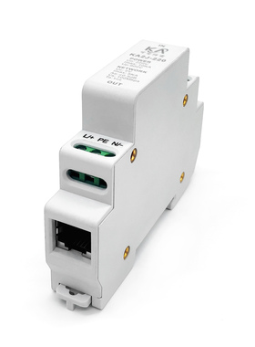 KA2J-220导轨式电源网络二合一防雷器18宽百兆RJ45监控摄像机避雷