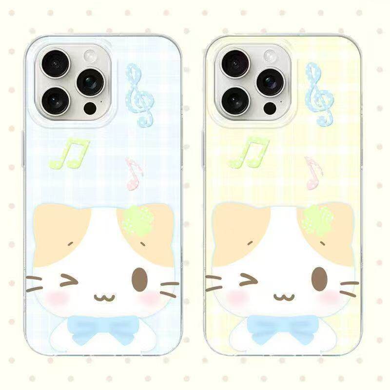 眨眼棉花糖猫咪iPhone17ProMax双层IMD手机壳13/14plus华为16/15Pro小米红米7/8情侣11/12荣耀x/xs防摔保护套