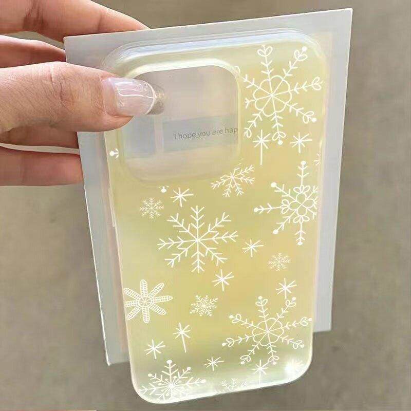 秋冬白雪花高颜值磨砂防摔保护套