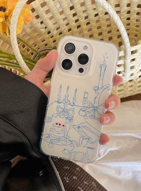 法式烛光晚餐iPhone17ProMax双层IMD手机壳13/14plus华为16/15Pro博主同款7/8情侣款11/12荣耀x/xs防摔保护套