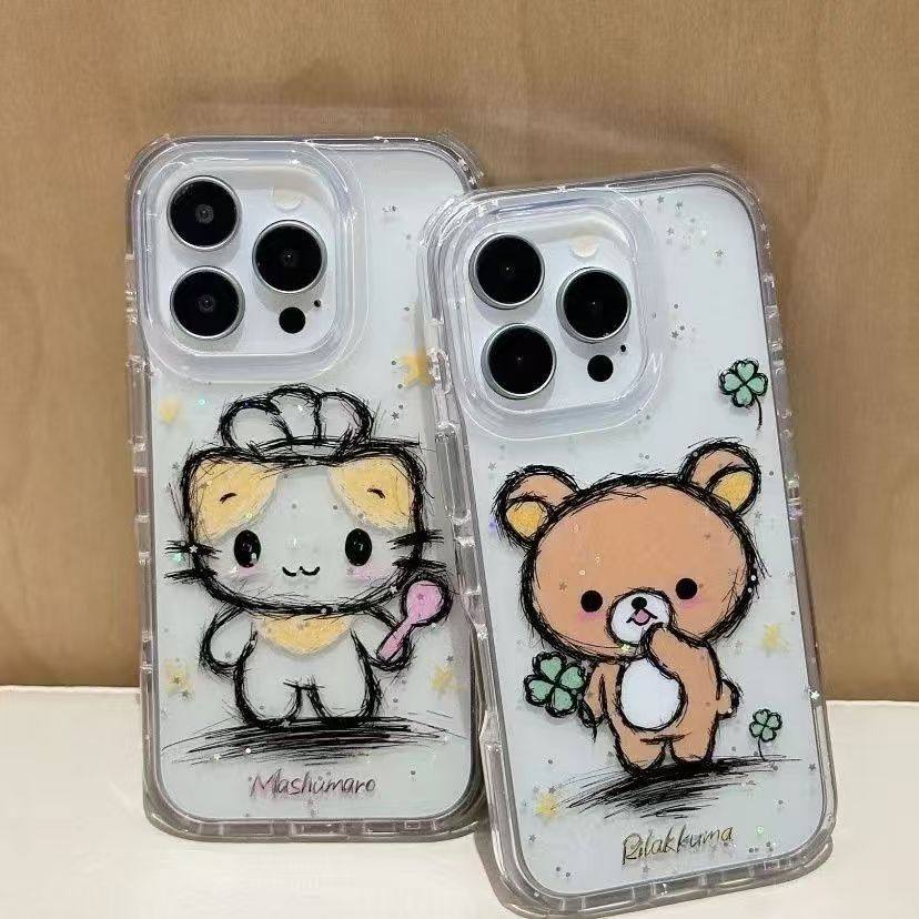 素描小猫小熊iPhone17ProMax闪粉手机壳13/14plus不撞款16/15Pro日韩可爱7/8情侣款11/12mini苹果xs/xr保护套,3C数码配件,手机保护套/壳,淘宝优惠券,粉丝福利购,淘宝优惠卷