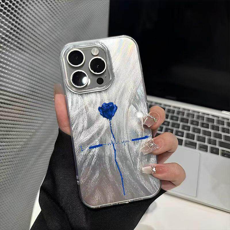 蔡徐坤蓝玫瑰苹果16ProMax羽纱手机壳13/14Pro创意高颜值15Promax创意7/8小众11/12Pro潮流x/xs/xr全包防摔壳
