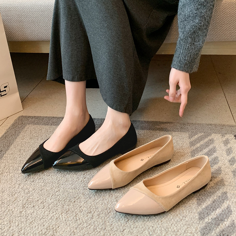 法式尖头浅口单鞋女春新款裸色平底软底瓢鞋宽胖脚大码女鞋41到43,女鞋,浅口单鞋,淘宝优惠券,粉丝福利购,淘宝优惠卷