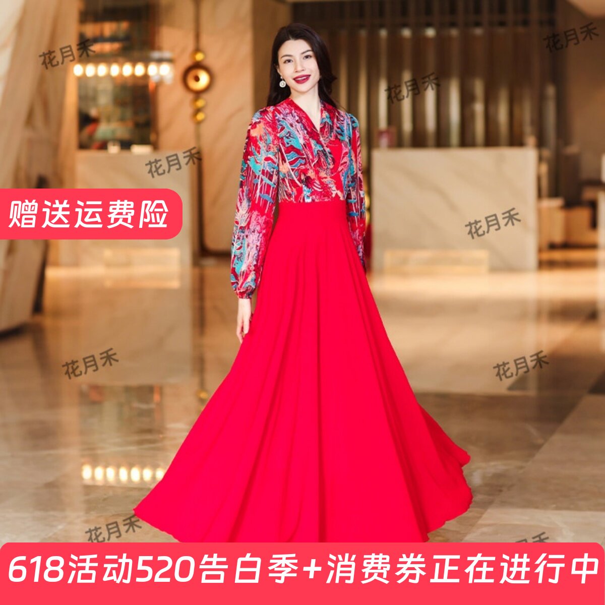 2026年雪纺裙沙滩裙子春夏优雅大摆连衣裙收腰显瘦旅游度假长裙