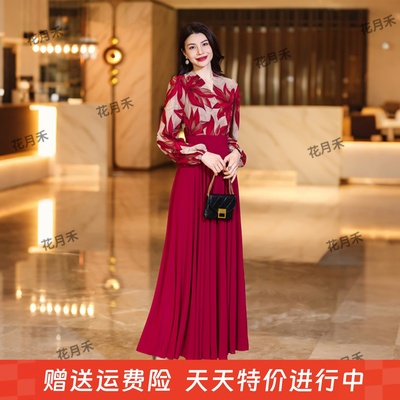 印花连衣裙收腰显瘦长裙妈妈款