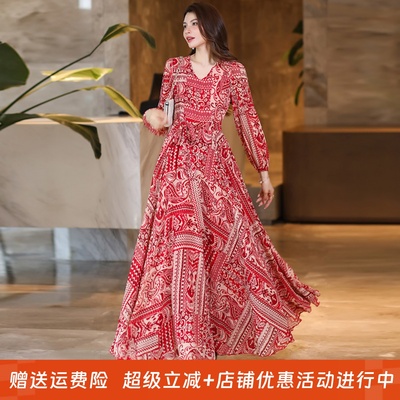 花月禾连衣裙大摆裙优雅大摆裙