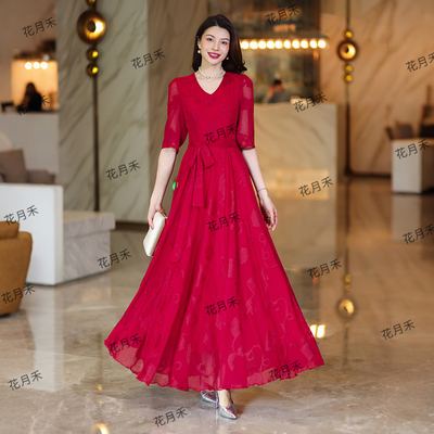 大摆连衣裙收腰显瘦雪纺裙沙滩裙