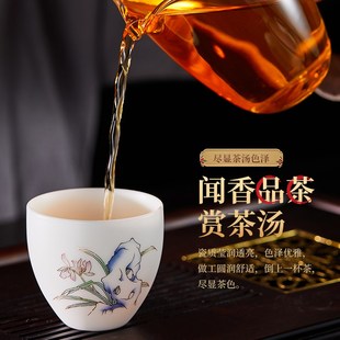 羊脂玉瓷白瓷主人杯品茗杯单个茶盏家用陶瓷功夫小茶杯.男女士单