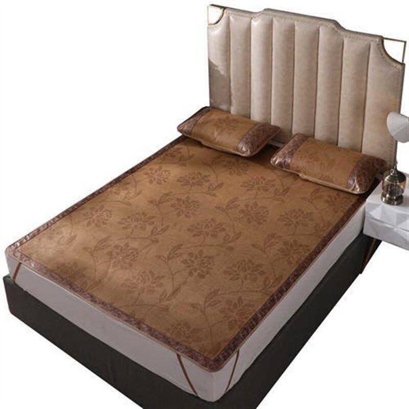 加厚2米双面冰丝凉席l三件套1.5米可折叠1.8m双人床0.9m1.2m1m藤