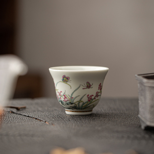 仿古青瓷梅兰竹m菊品茗杯功夫茶具家用喝茶杯套装 中式 主人杯小礼