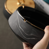 烟缸轻奢家用高级感大号创意w办公室个性 潮流客厅陶瓷带盖防烟灰