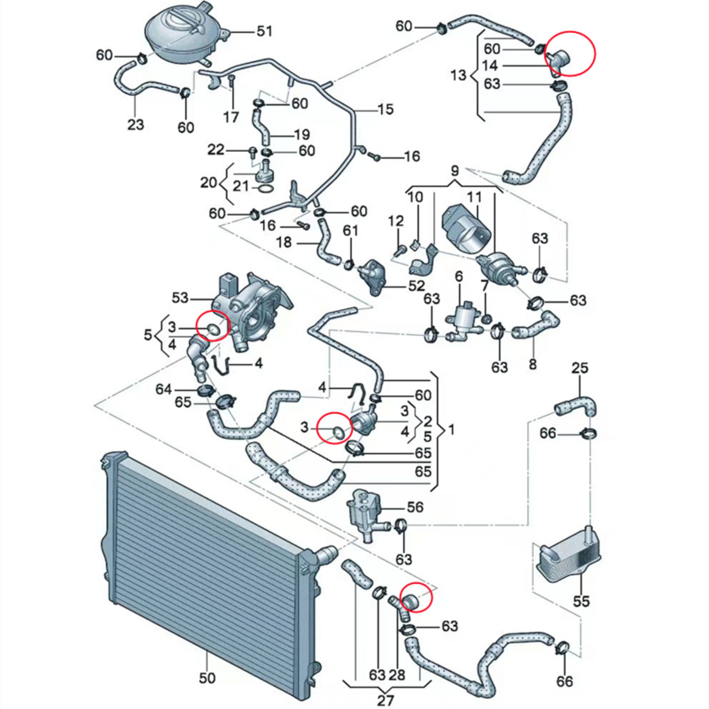 大众奥迪斯柯达水管冷却防冻液水管接头密封圈 胶圈 密封垫