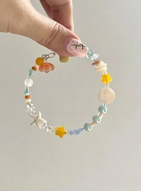 橘子海 夏日多巴胺海边小清新串珠海星贝壳手链撞色甜美手链手饰