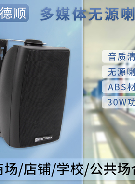 德顺60D无源黑色壁挂超市店铺广场音响30W壁挂式音箱定压扩音