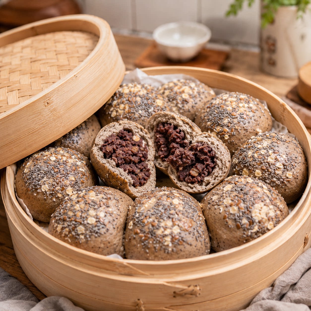 【商用批发】七豆五谷膳食包粗粮代餐馒头包子杂粮面点夹心糕点
