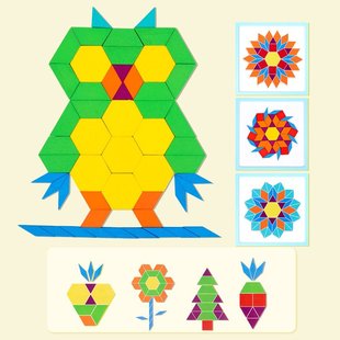 196片木制儿童益智玩具3 6岁创意几何形状磁性拼图七巧板木质CE30