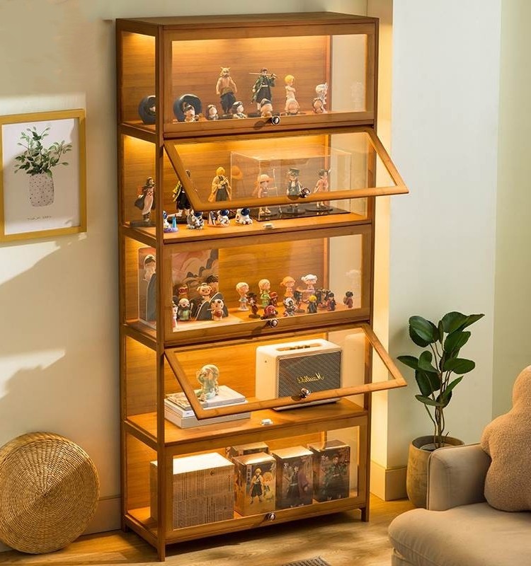实木手办展示柜陈列柜子乐高展示架化妆品家用收纳整理置物零食