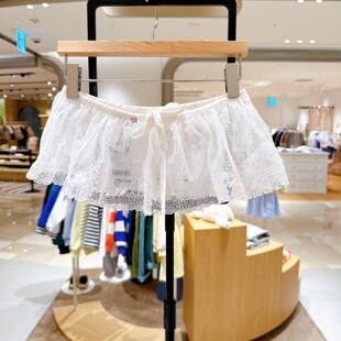 BLUEDOG大蓝狗韩国代购26春季女童蕾丝镂空网纱短裙腰封屁帘裙